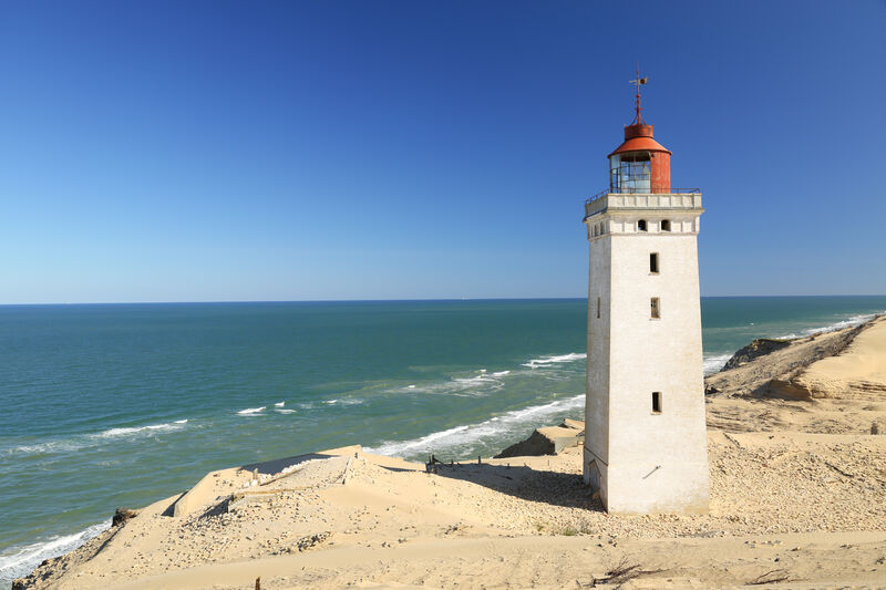 Lighthouse, Denmark, Rubjerg Knude, original location of the lighthouse, lost place, coast line withe migrating coastal dune
