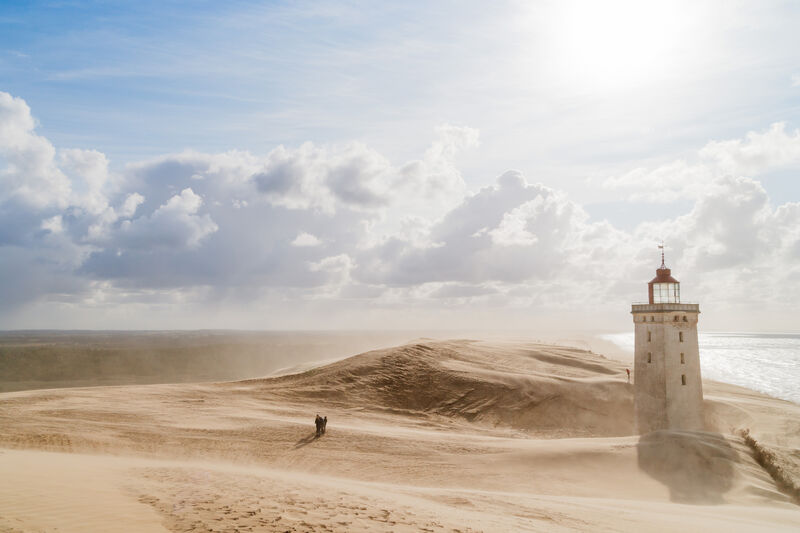 Sandstorm at the lighthouse Rubjerg Knude in North Jutland, Denmark