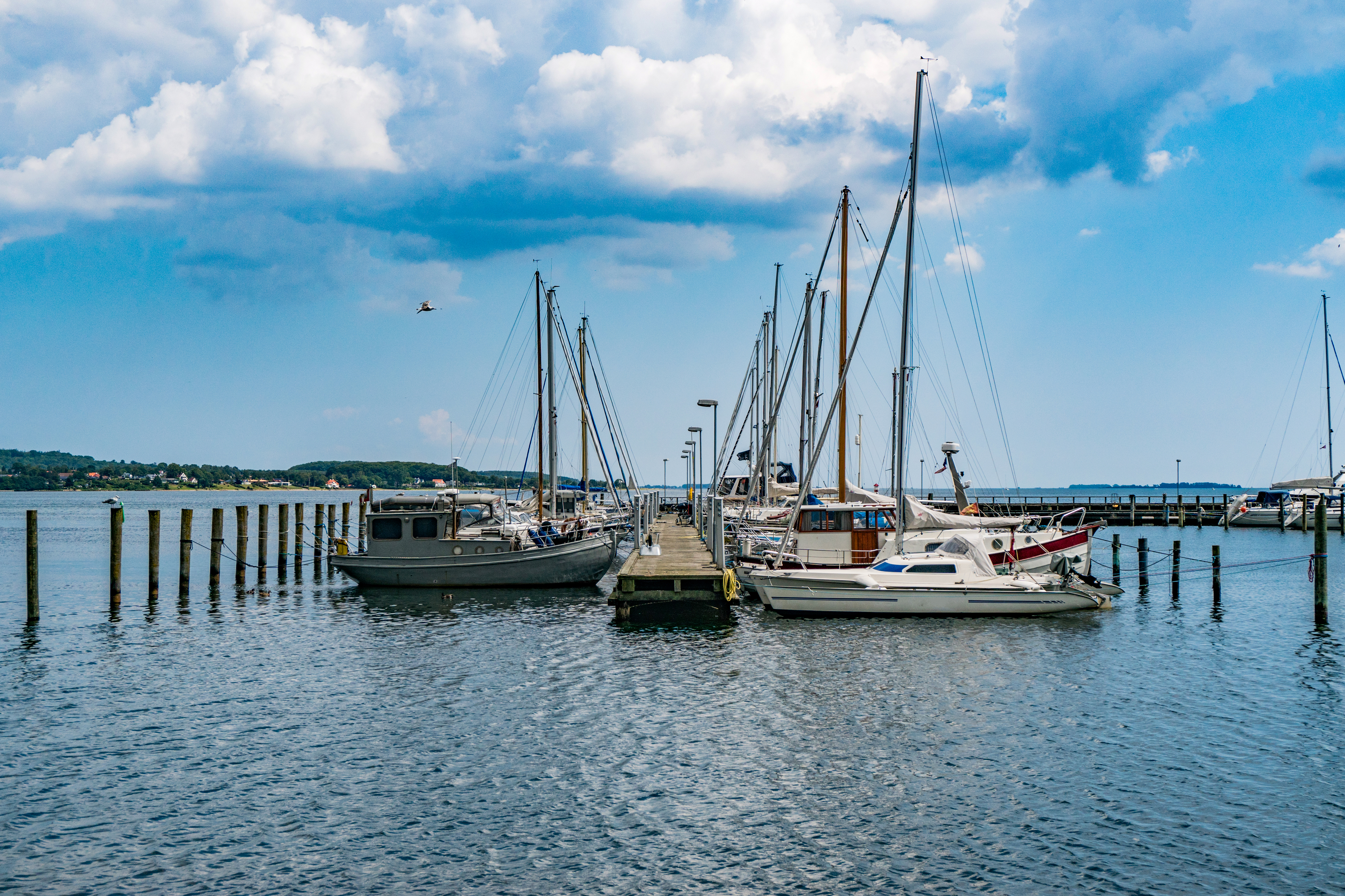 Boten in de haven van Horsens, vlakbij Hou 