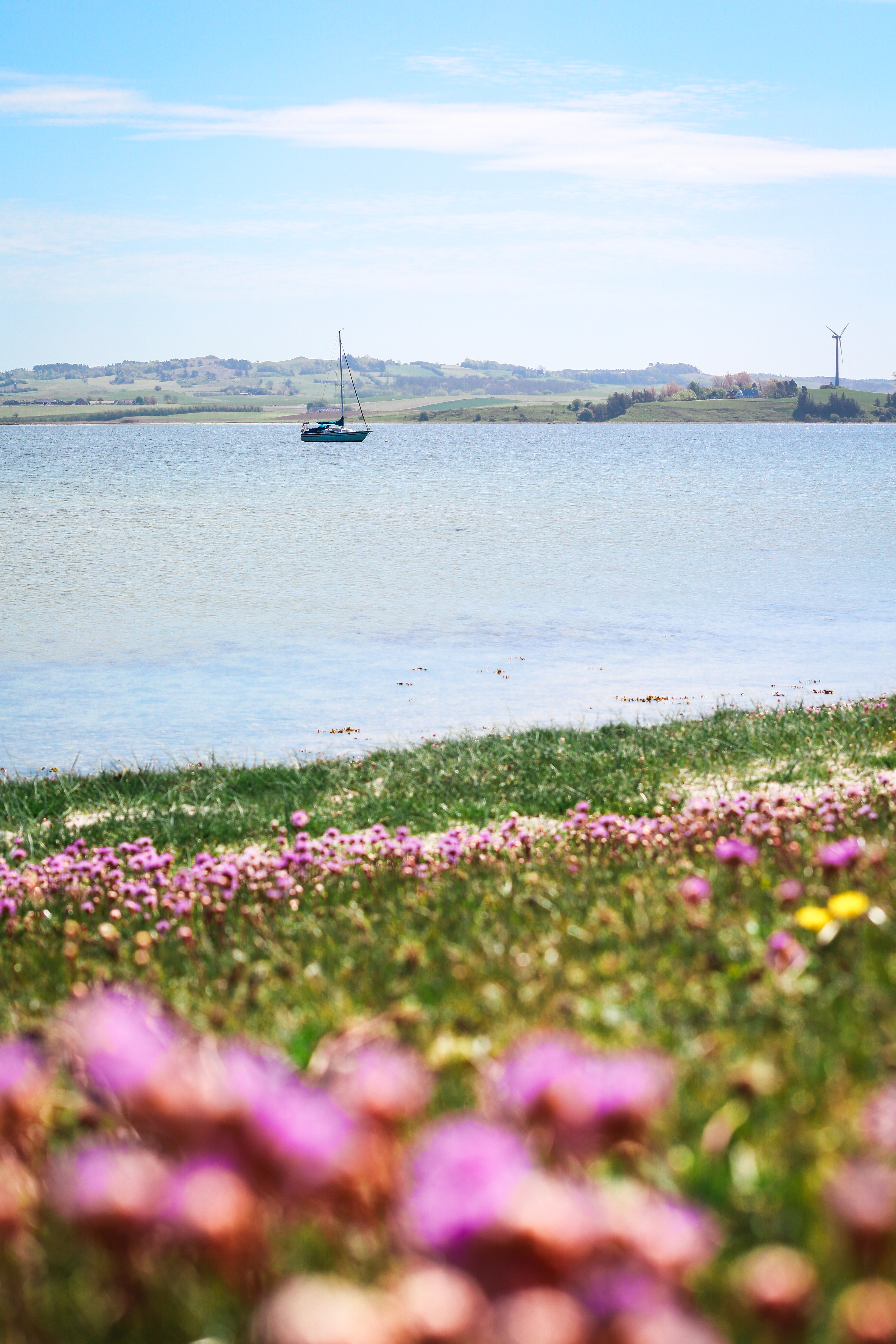 Zeiljacht in het water bij Kalø in Djursland ©Daniel Brandt Andersen.