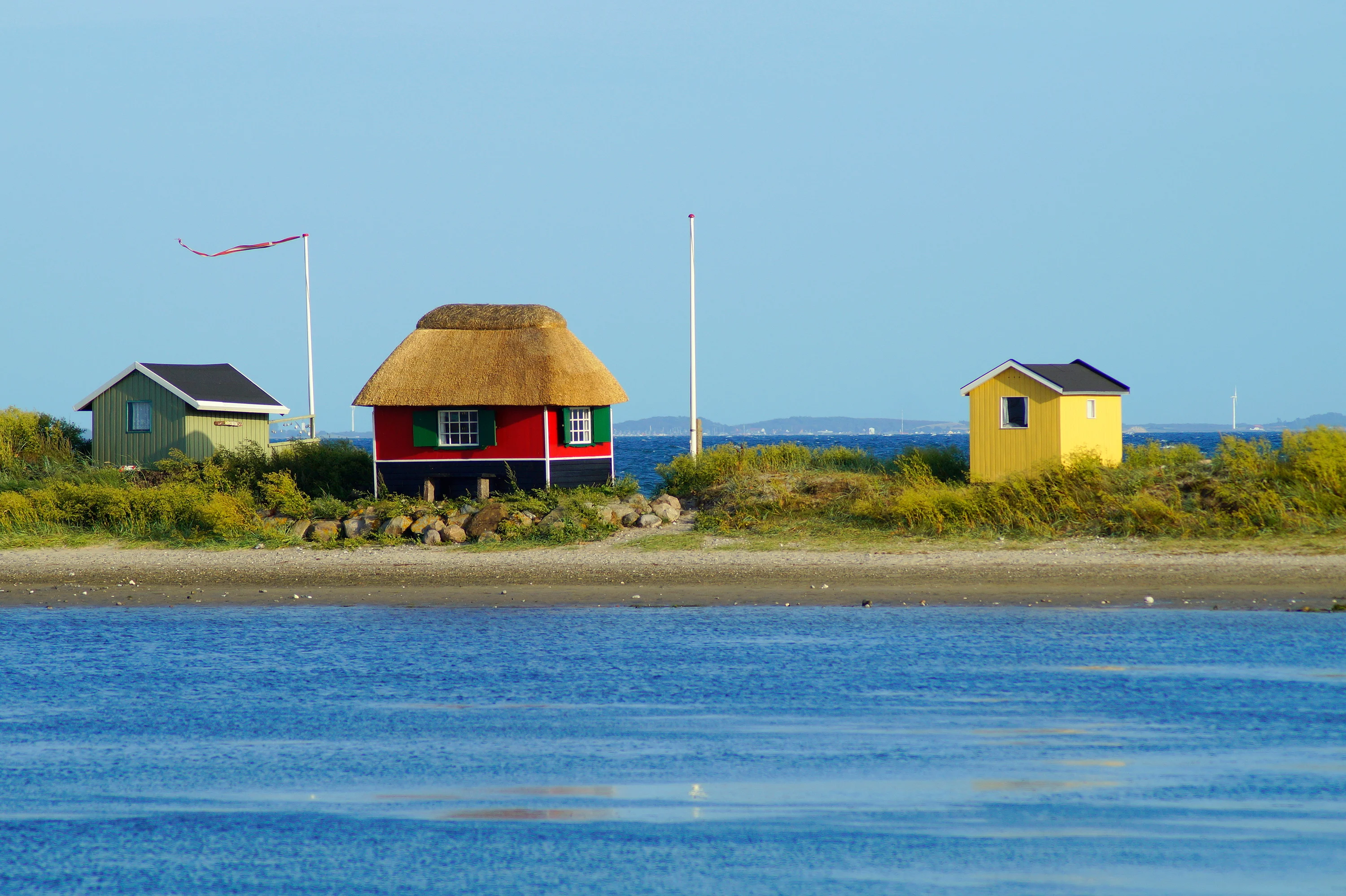 De typische strandhuisjes op Ærø
