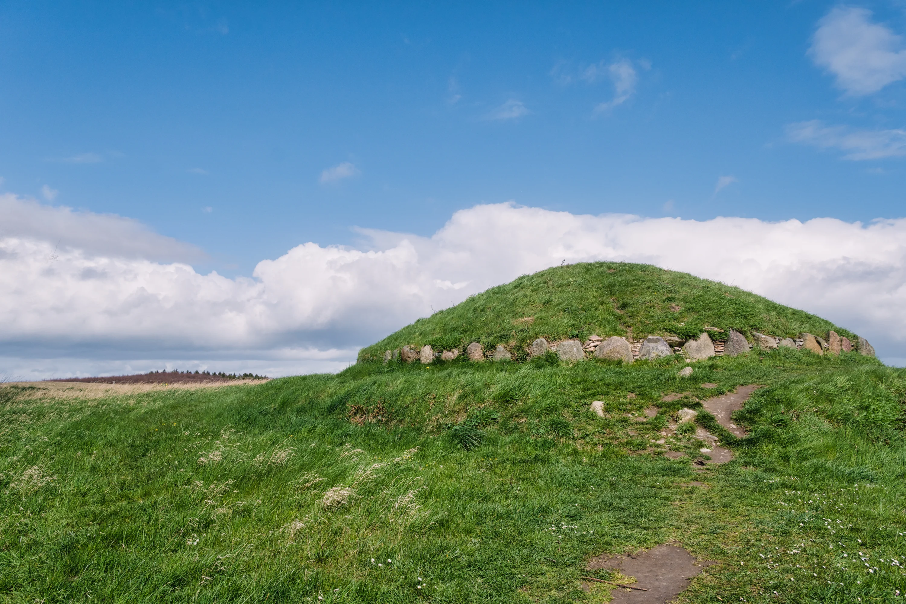 Hill grave Hulbjerg Jaettestue in the south of Langeland, Denmark