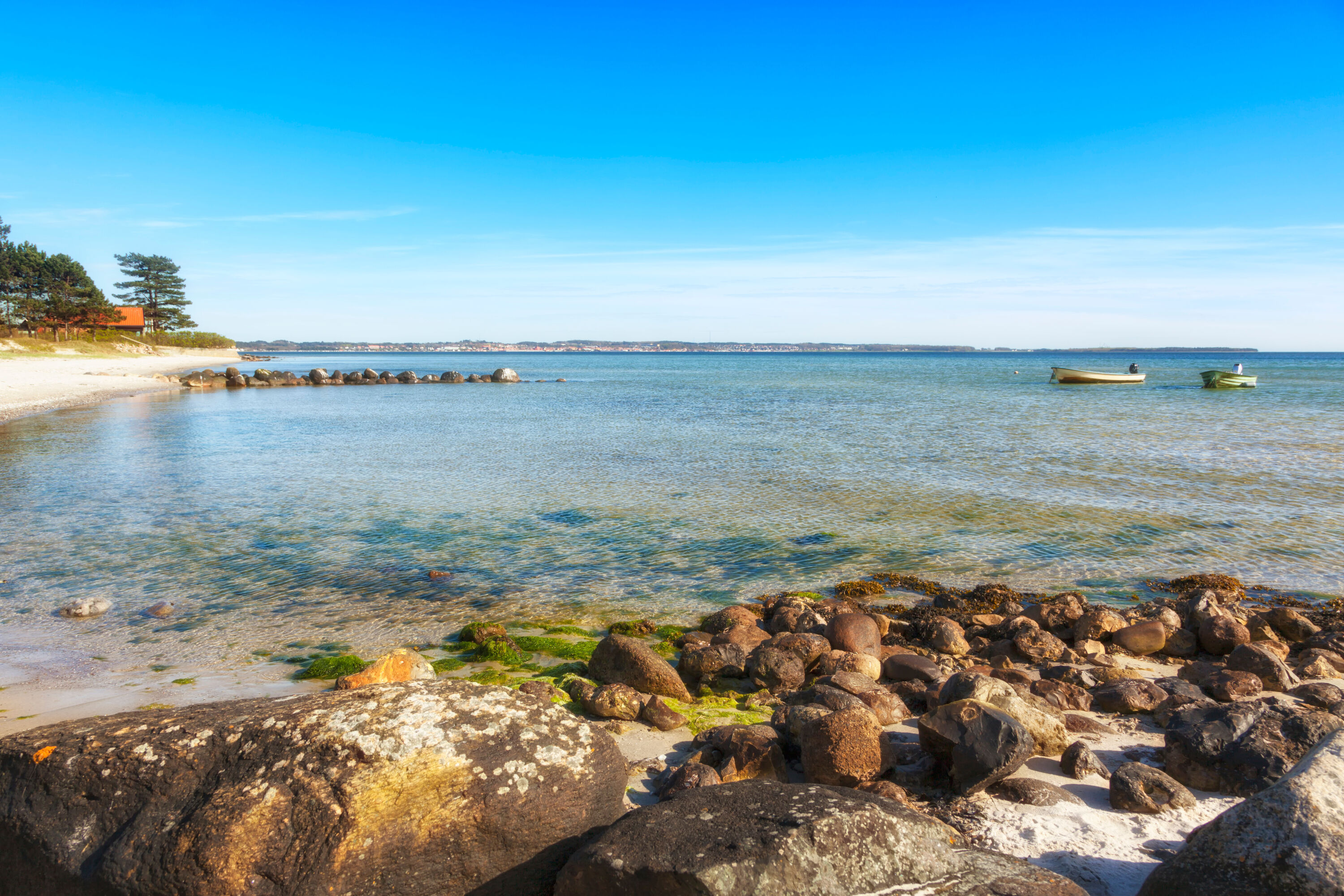 Fishing boats moored on Ebeltoft Vig, Syddjurs, Danish Baltic Sea coast